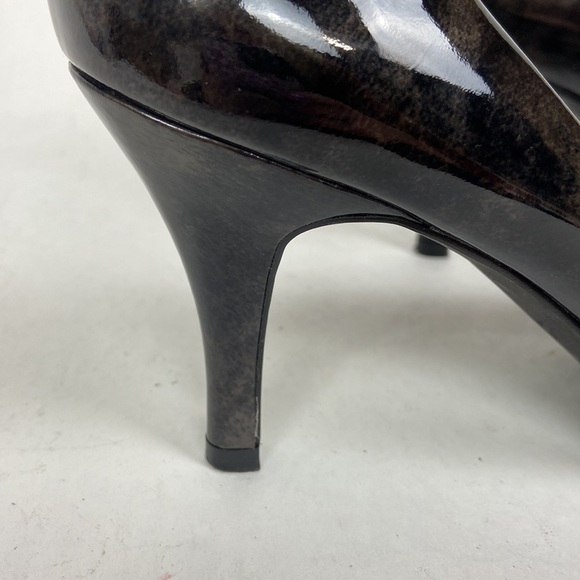 Alex Marie Cashmere Pansy Grey Patent Leather Stiletto Peep Toe Heel Pumps - Picture 4 of 16